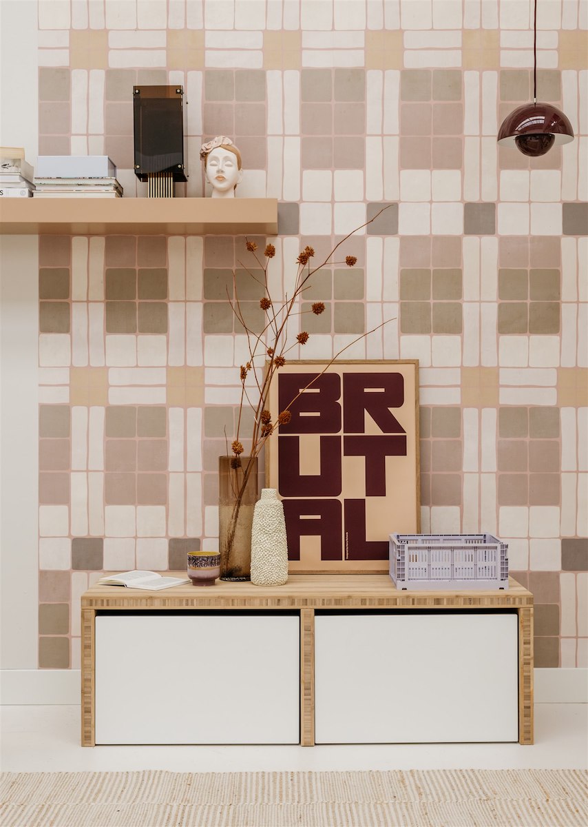 Behang Patchwork poeder
