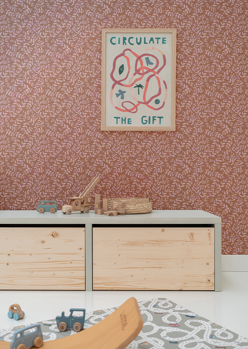 Behang Flora choco