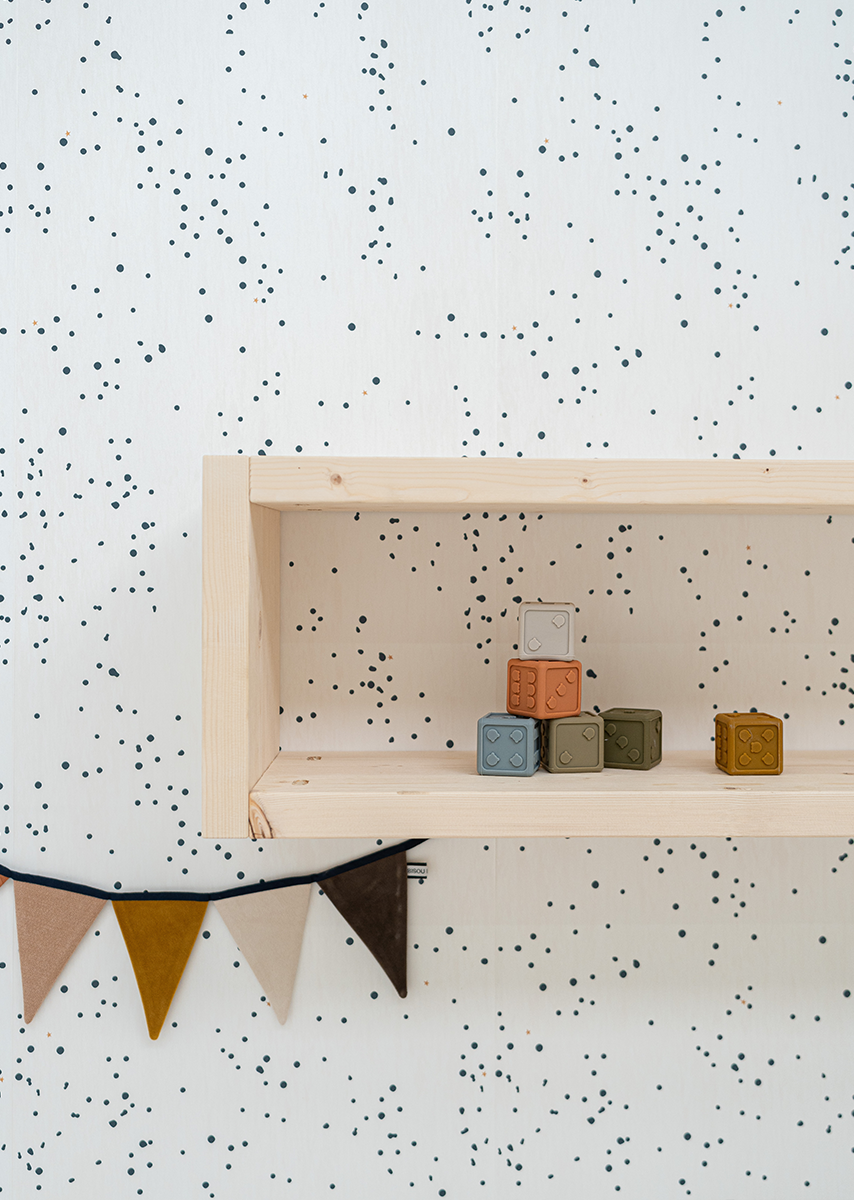 Behang Dottig denimblauw