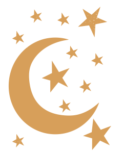 Muursticker Maan en Sterren okergeel