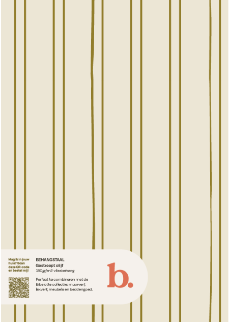 Gestreept olijf behangstaal