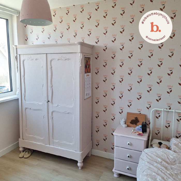 Behang Retrobloem roze